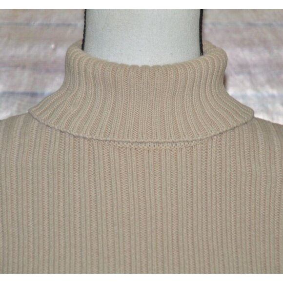 Banana Republic Ladies L Khaki Turtleneck Sweater Ribbed Academia Minimalist - Picture 3 of 8